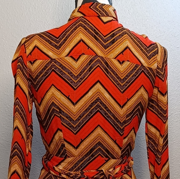 Free People Alistair Retro Chevron Sz XS Button Down Front Shirt Mini Dress - Picture 6 of 13